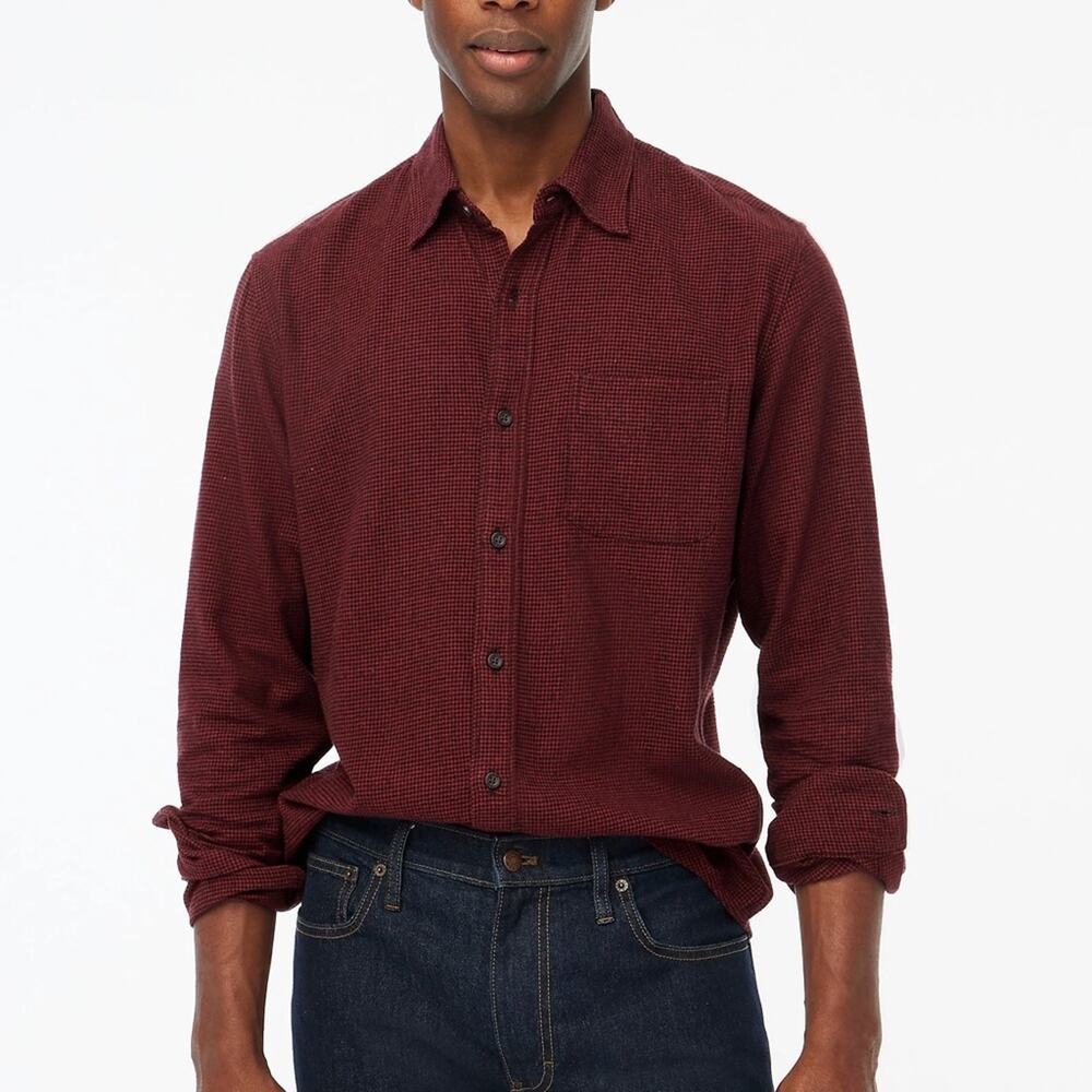 NWT J.Crew Classic Flannel Shirt Red Black Size XS